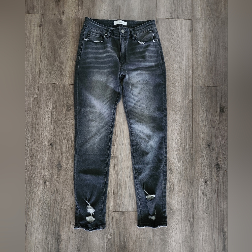 KanCan Black Jean High Rise Ankle Skinny Distressed Women's Size 9/28 Denim